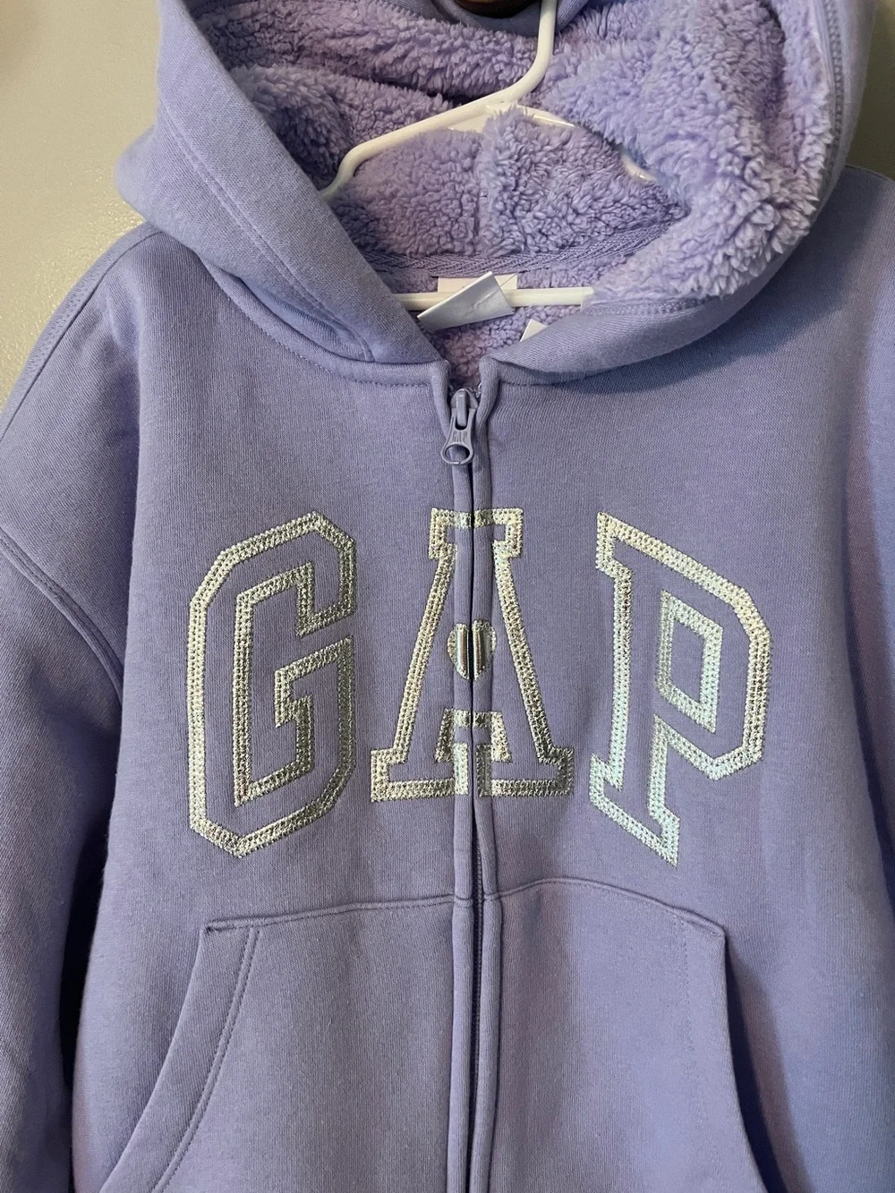 New! Gap Full Zip Hoodie Sweatshirt in Warm Violet Size Large/10 NWT